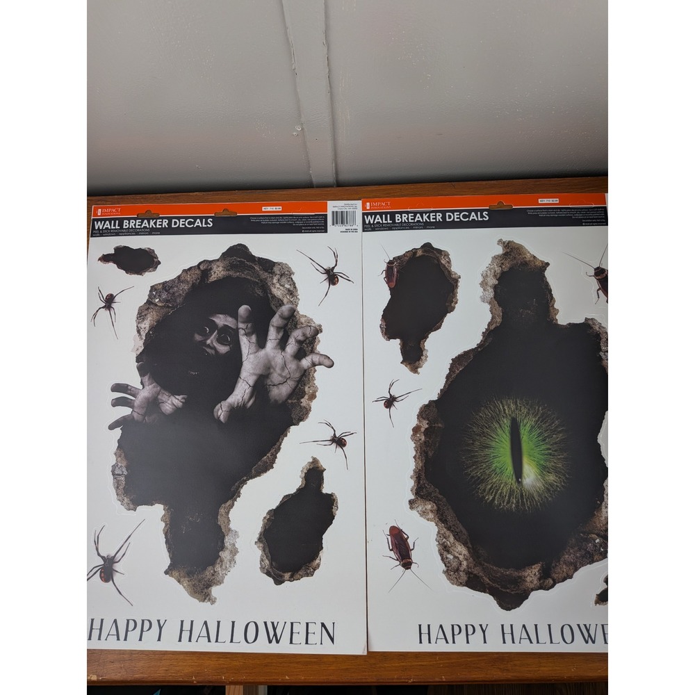 Impact Innovations Halloween Wall Breaker Decals 3D Spooky Peel & Stick 2 Pack
